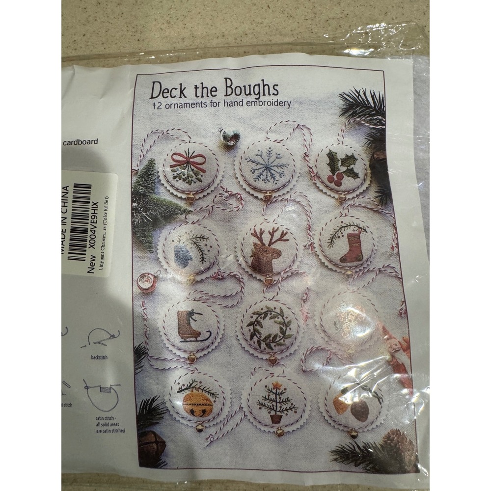 Deck the Boughs 12 Christmas Ornaments Hand Embroidery Kit DIY Holiday Decor